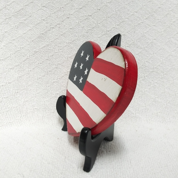 Wooden American Flag Heart Wall Hanging Decor - Picture 2 of 6